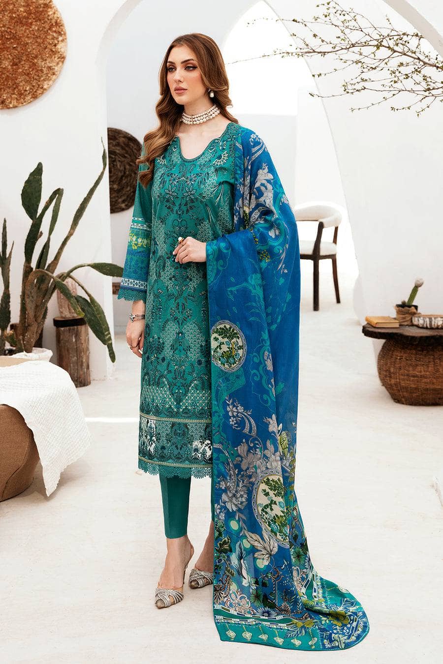 Silk Dupatta Lawn Suits Pakistani suits Awwal Boutique AWWALBOUTIQUE