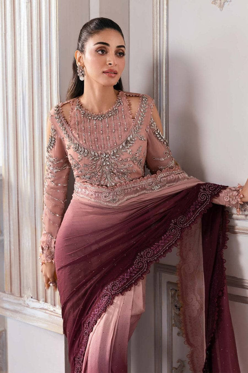 Restocked/Maria B Mbroidered 25/D 1/Ash Pink Ombre/Crystal Embedded