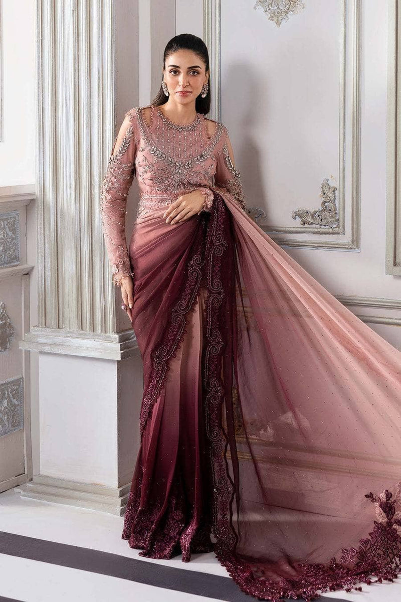 Restocked/Maria B Mbroidered 25/D 1/Ash Pink Ombre/Crystal Embedded