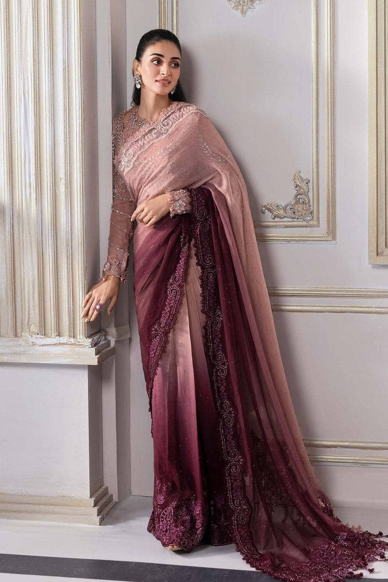 Restocked/Maria B Mbroidered 25/D 1/Ash Pink Ombre/Crystal Embedded