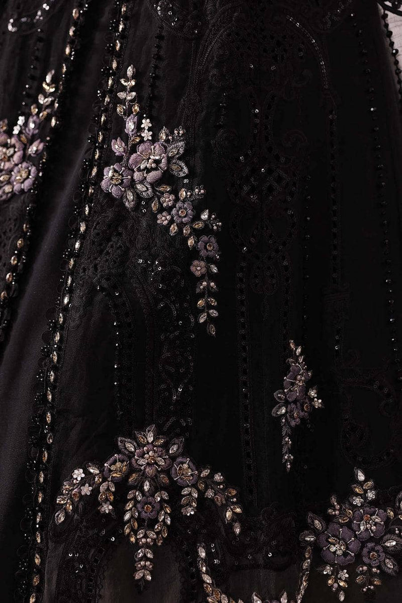 Restocked/Maria B Mbroidered 25/D 4/Black/Crystal Embedded