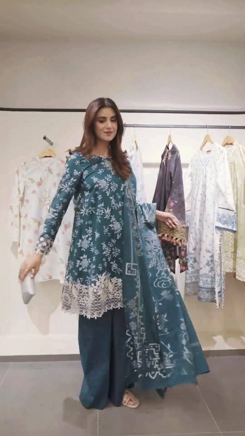 Spotted in Cross Stitch Eid Lawn 24/Teal Serenity/Teal