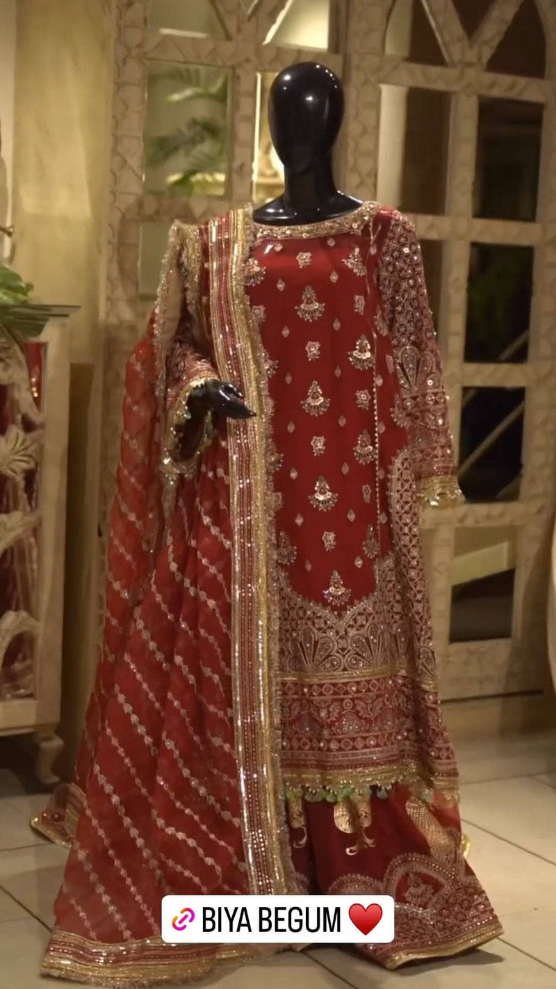 Stitched Look of Unstitched Mohsin Naveed Ranjha/Zarlish 23/Shaadi Collection/Biya Begum/Size - SM L XL