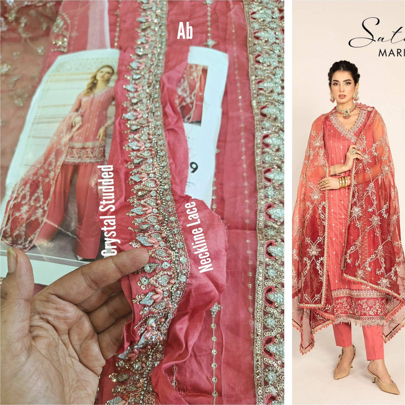 Stitched Look of Unstitched Maria B Sateen 24/CST-809/Size - S M L XL