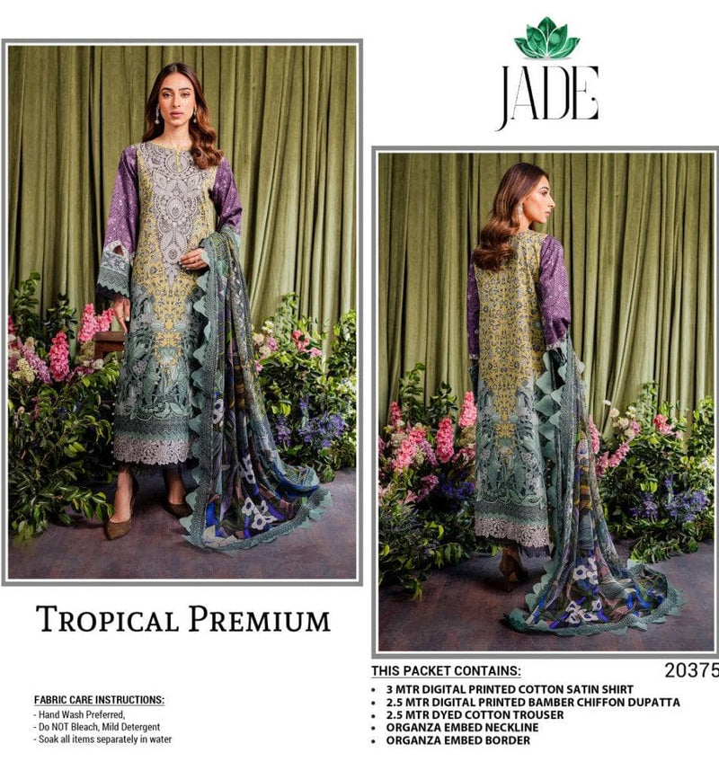 Jade Tropical Premium Cotton Satin