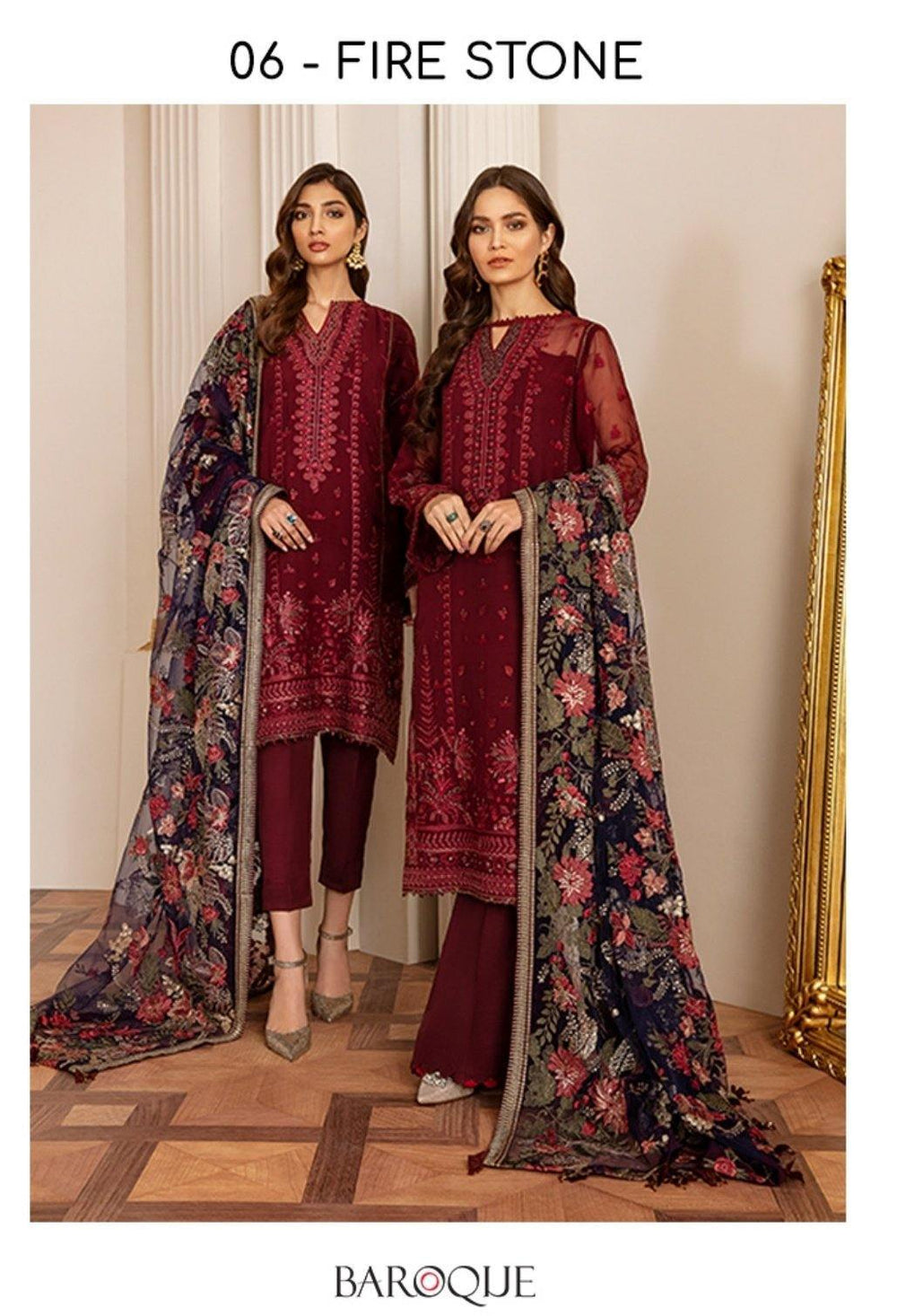 Baroque Chantelle Chiffon Collection Vol 7 06 Fire Stone Awwal Boutique AWWALBOUTIQUE